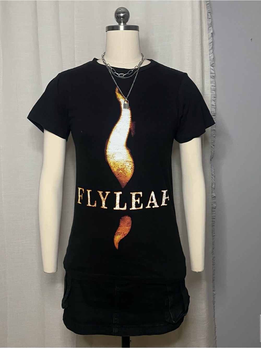 FLYLEAF - Graphic Cotton T-Shirt - Black with Candle Print - Size XS